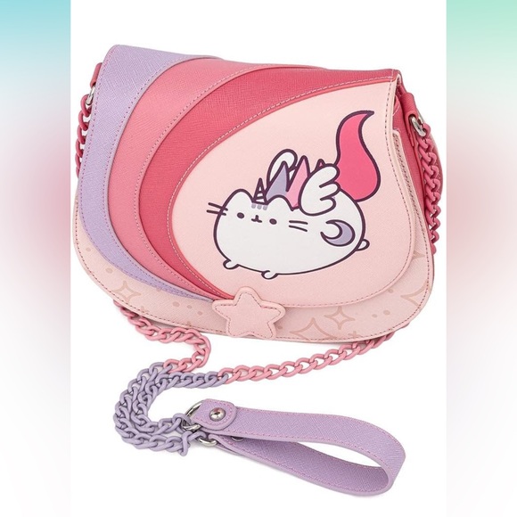 NWT Loungefly Pusheen Unicorn Ombré Chain Strap Crossbody Bag - Picture 4 of 11